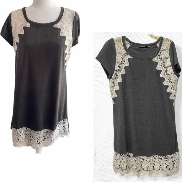 Doe & Rae Dresses & Skirts - Doe & Rae gray Crotchet casual Dress large